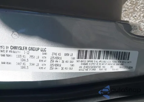 2012 Dodge Grand Caravan Sxt from USA, damaged, VIN 2C4RDGCG0CR247705